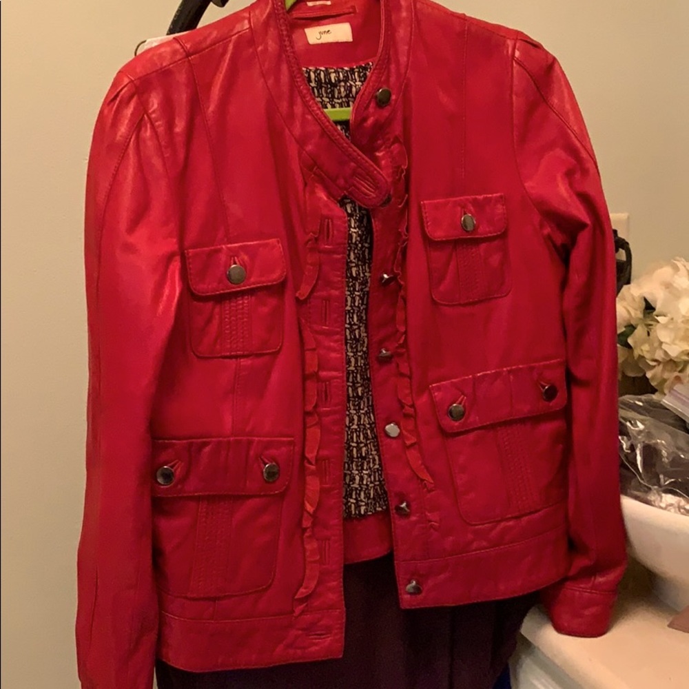 Red leather jacket